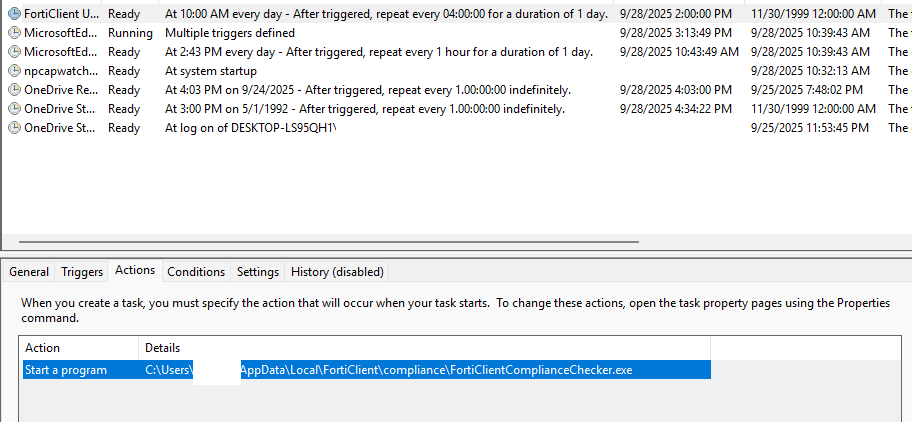 Scheduled task persistence